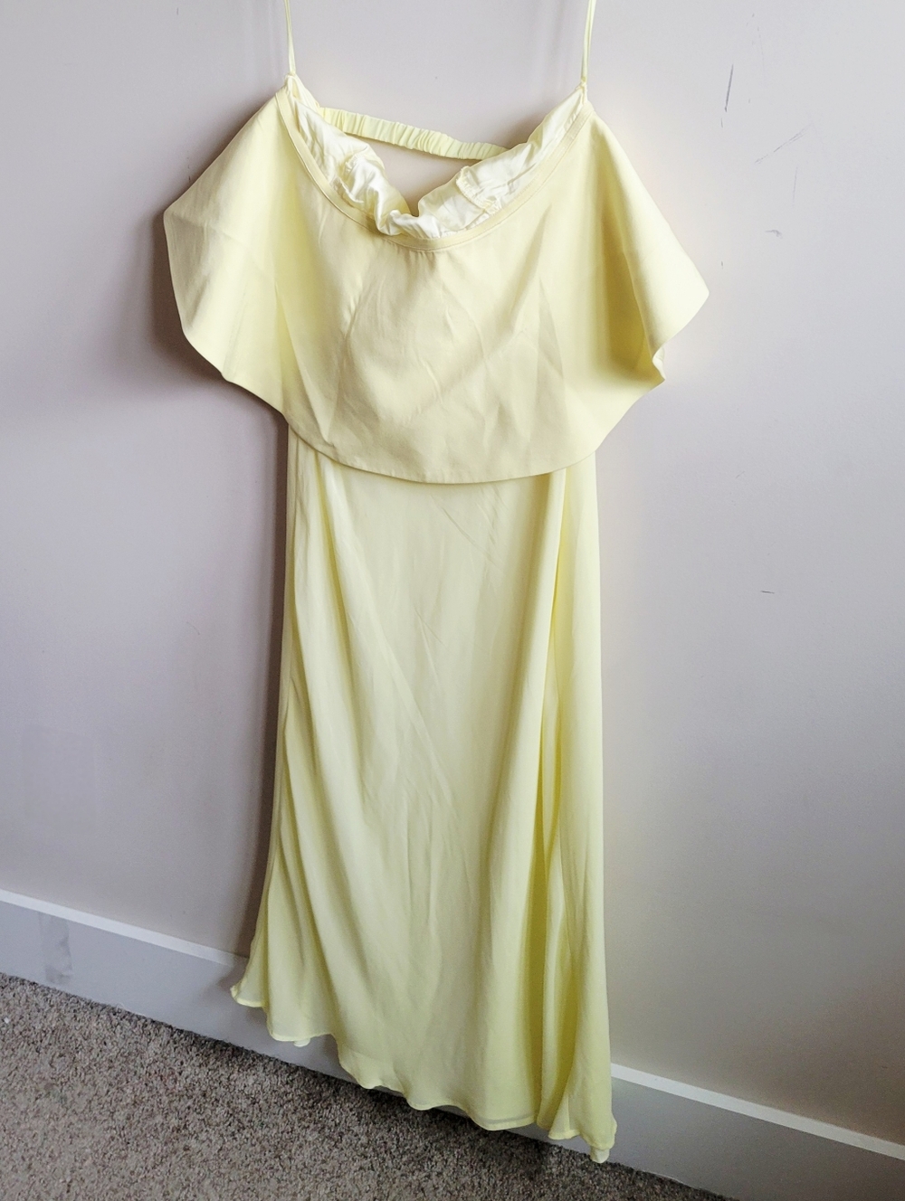 Strapless Ruffle Yellow Midi Dress - Picture 6 of 9